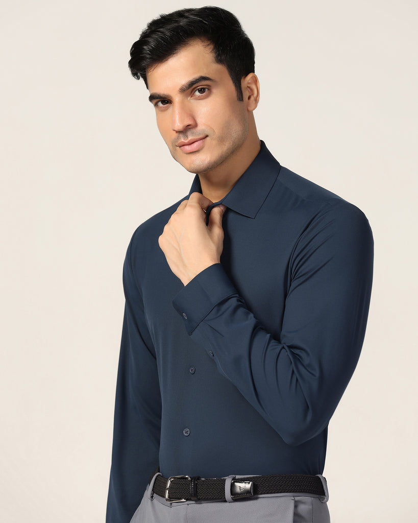 TechPro Formal Dark Navy Solid Shirt - Alfie