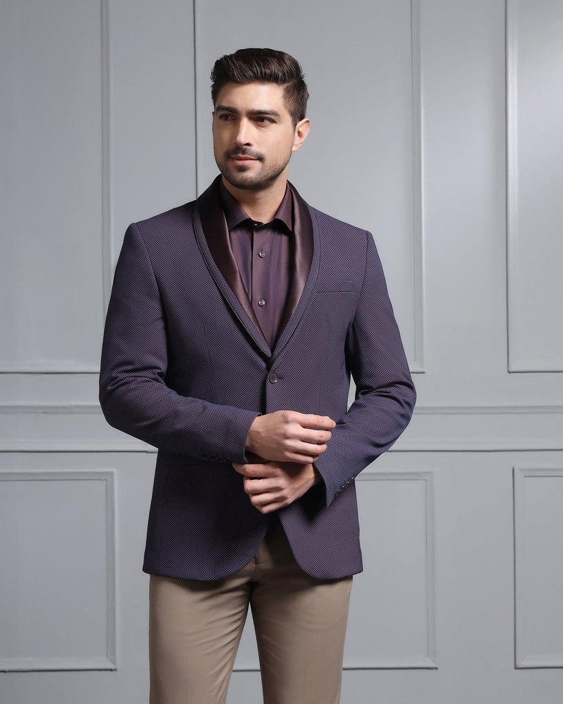 Formal Dark Purple Textured Blazer - Aaron