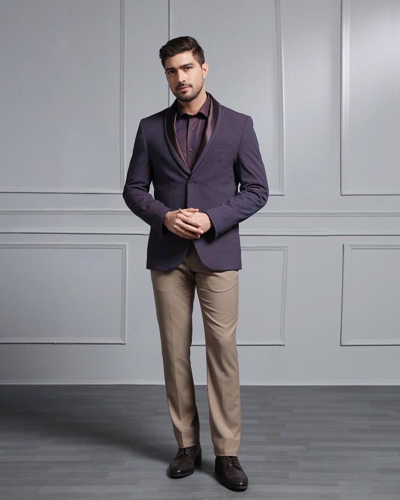 Formal Dark Purple Textured Blazer - Aaron