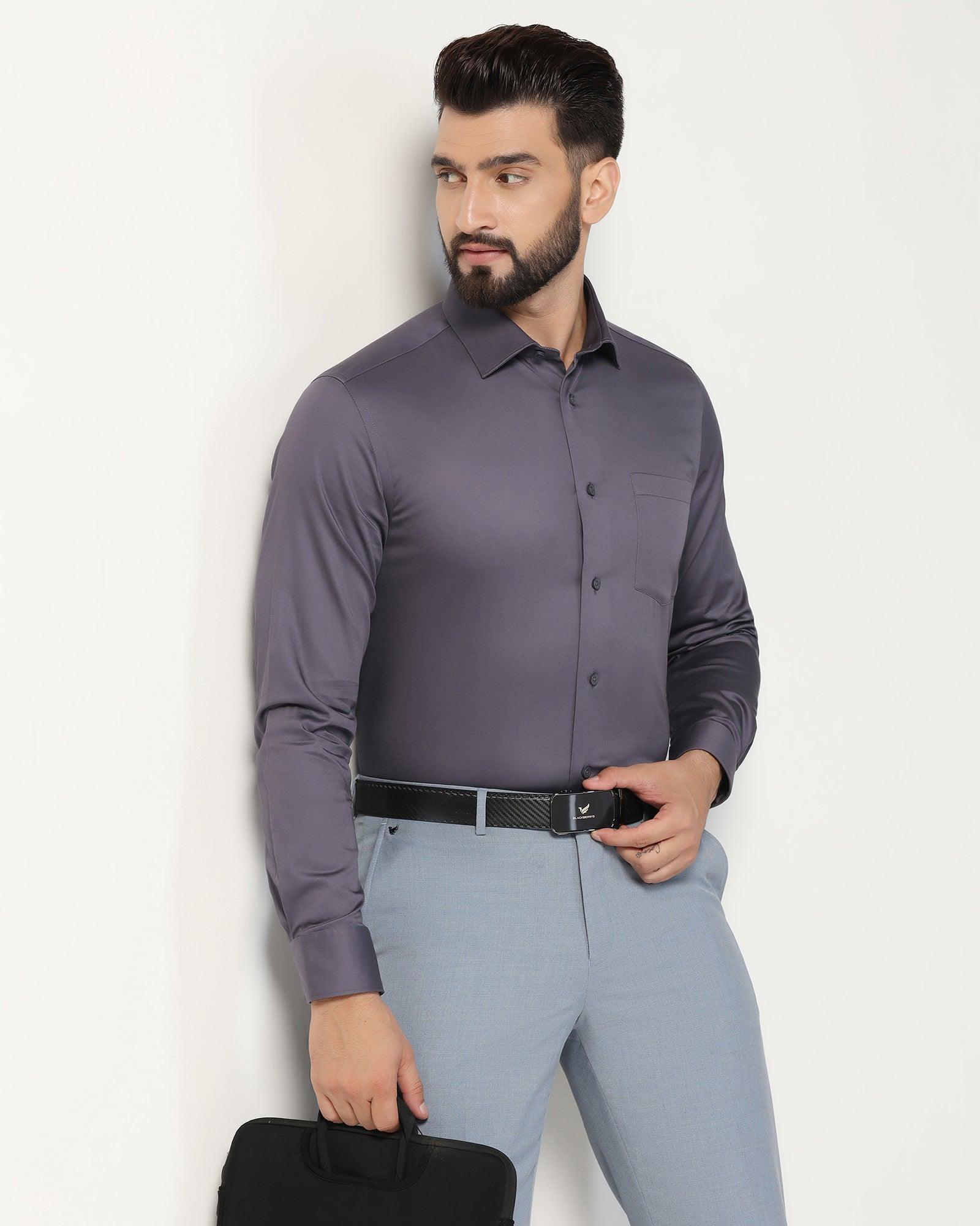Colour Combination Purple Dress Shirt With Black Pants Formal Dark