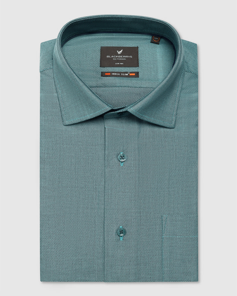 Formal Green Textured Shirt - Adam