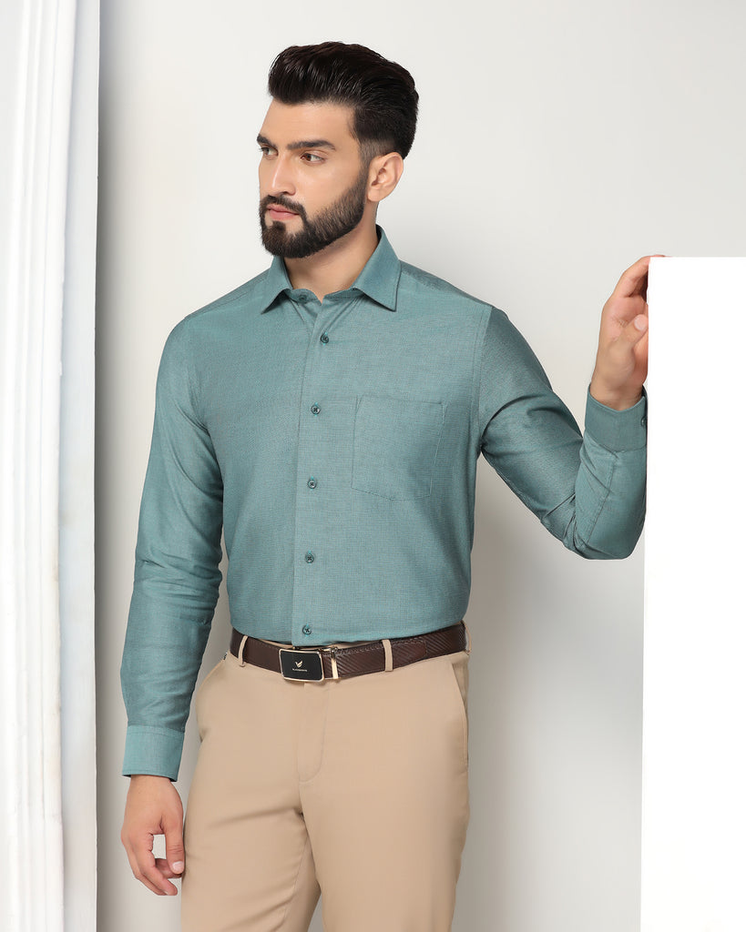 Formal Green Textured Shirt - Adam