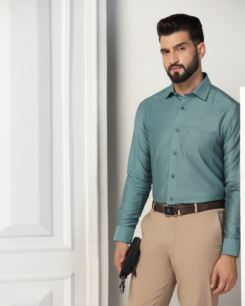 Formal Green Textured Shirt - Adam