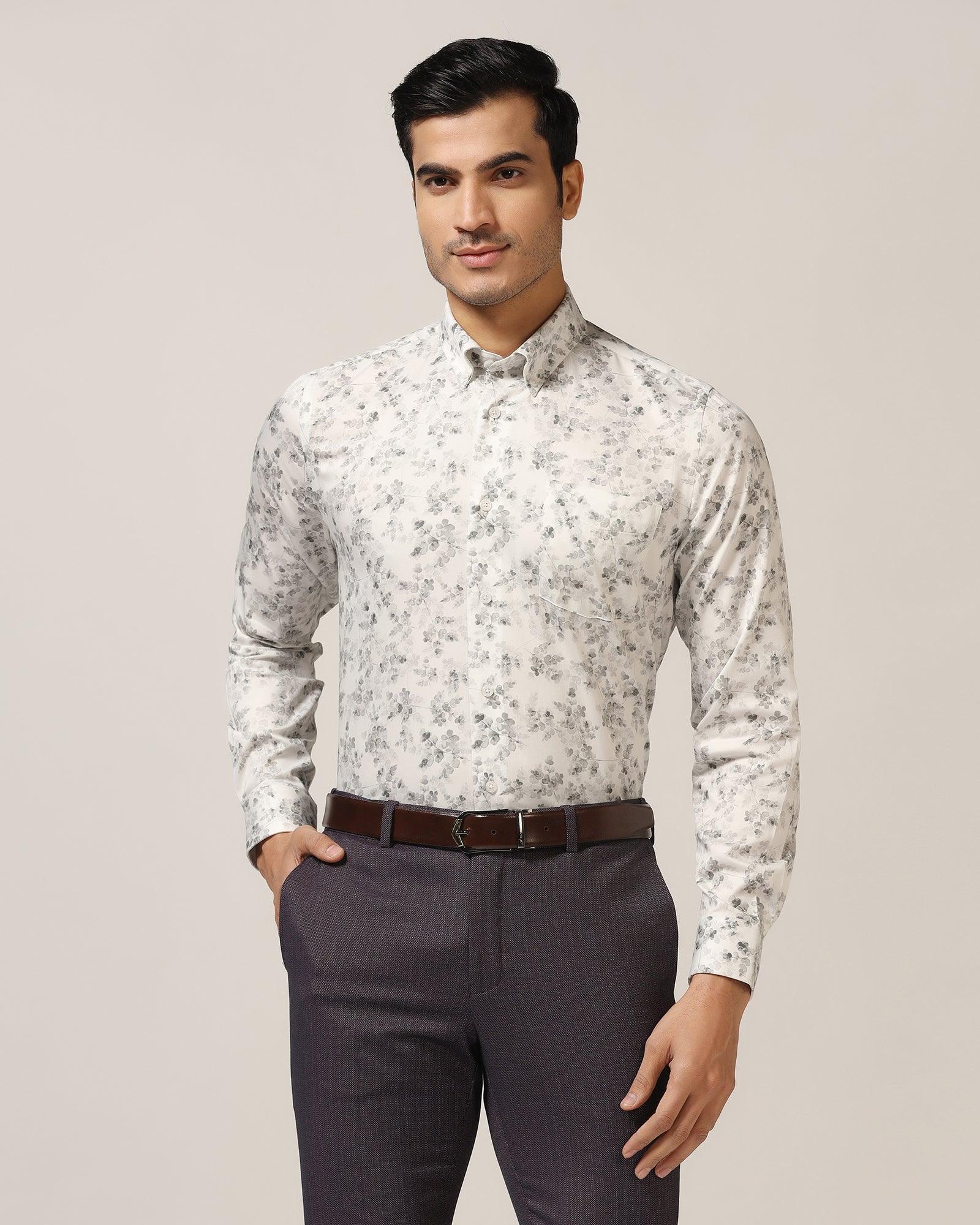 Formal Grey Jacquard Shirt - Botanic