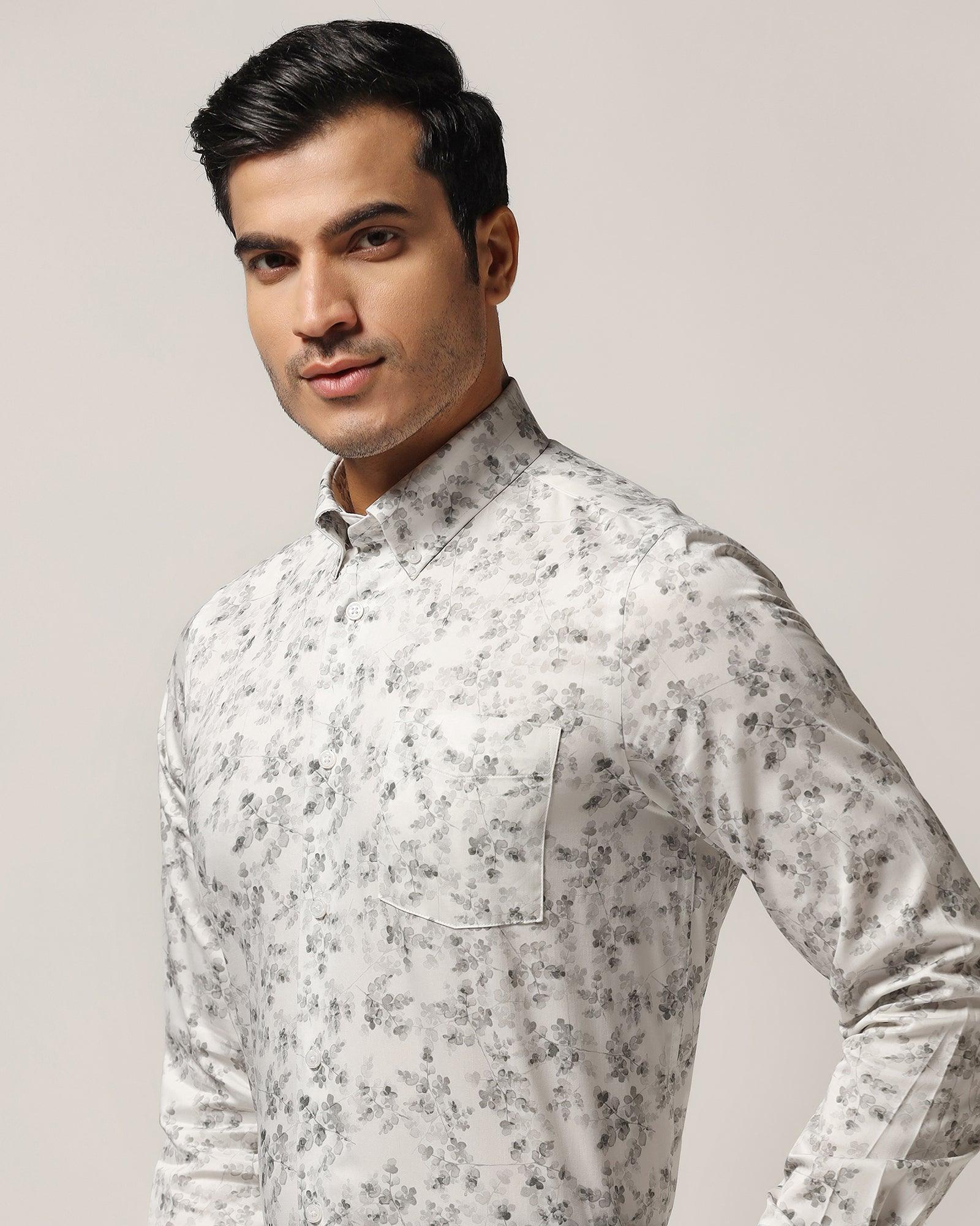 Formal Grey Printed Shirt - Botanic - Blackberrys