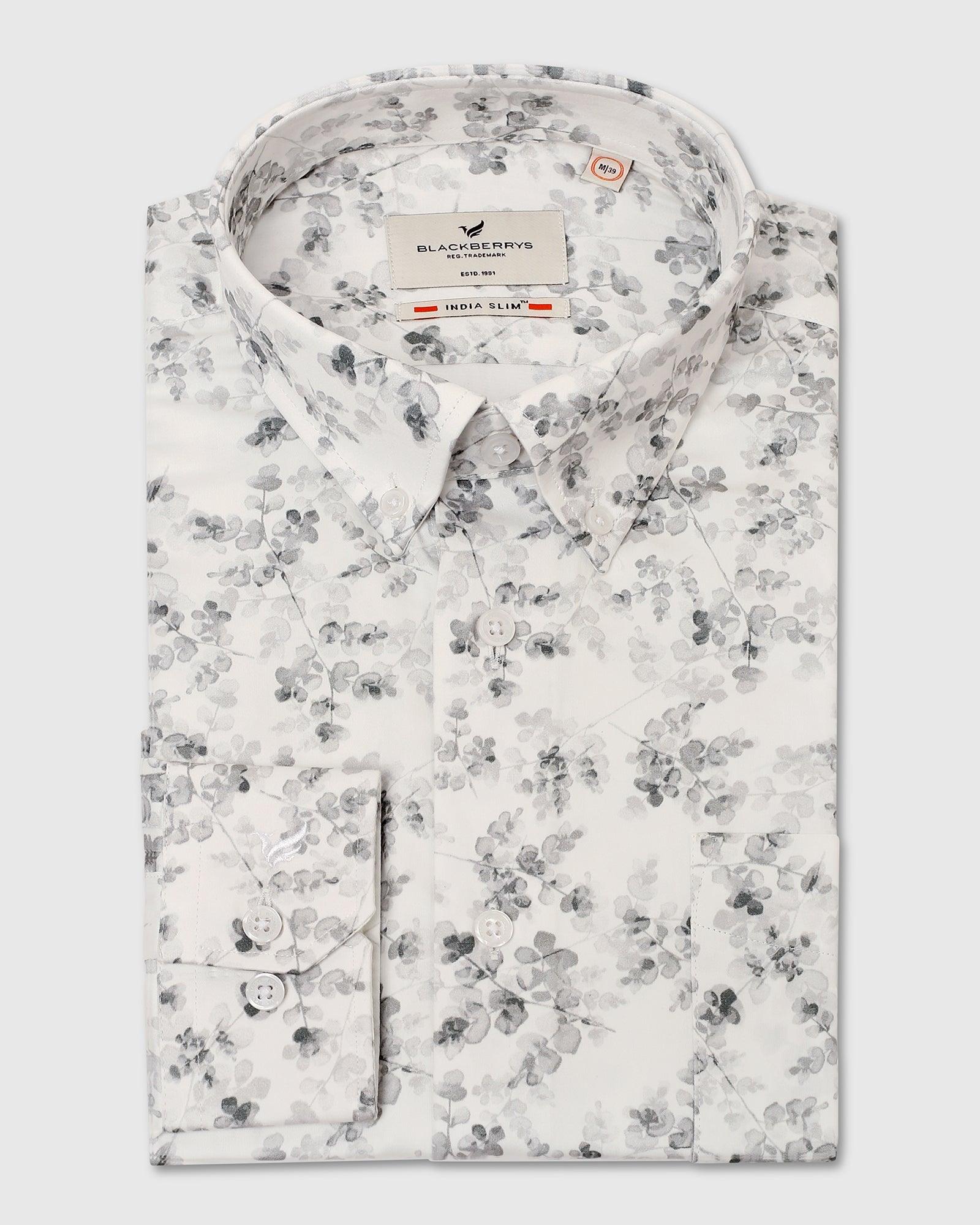 Formal Grey Printed Shirt - Botanic - Blackberrys
