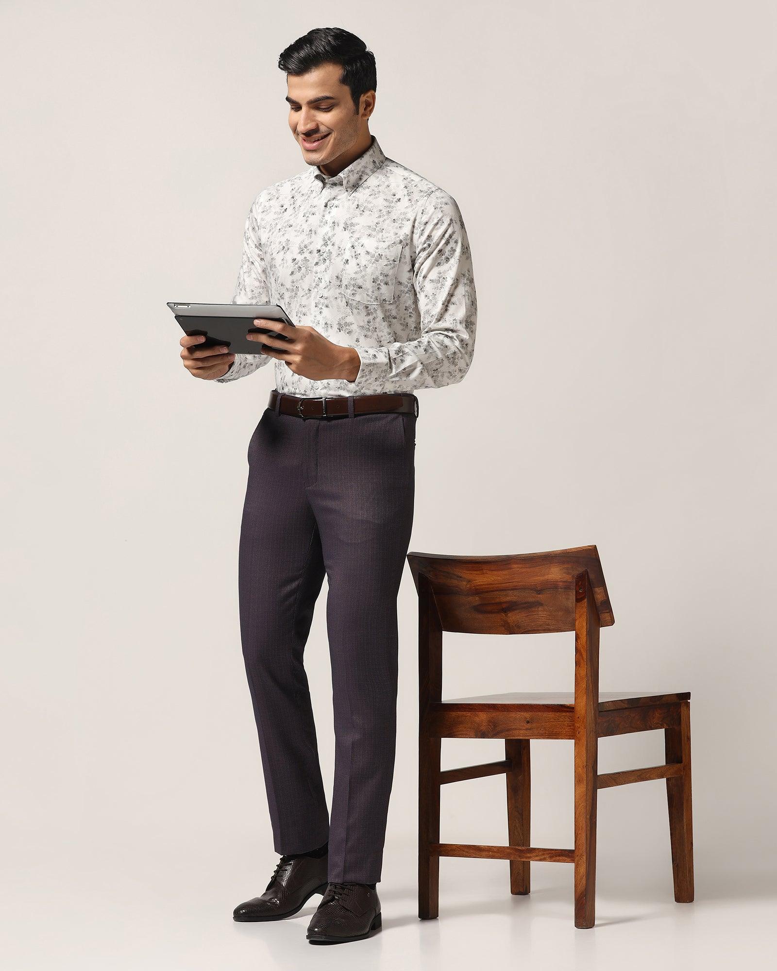 Formal Grey Printed Shirt - Botanic - Blackberrys