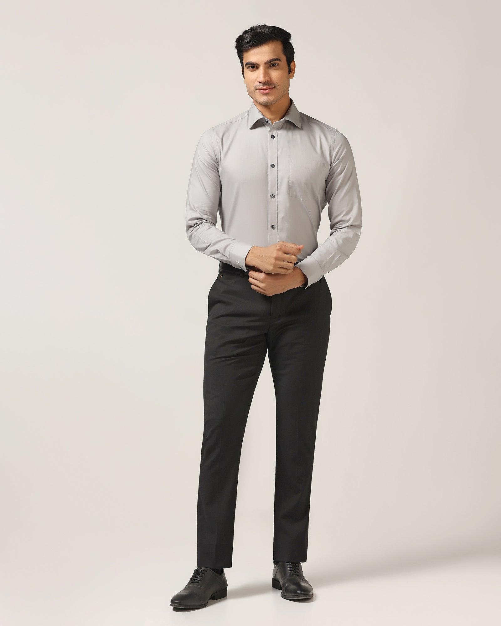 Formal Grey Solid Shirt - Retro - Blackberrys