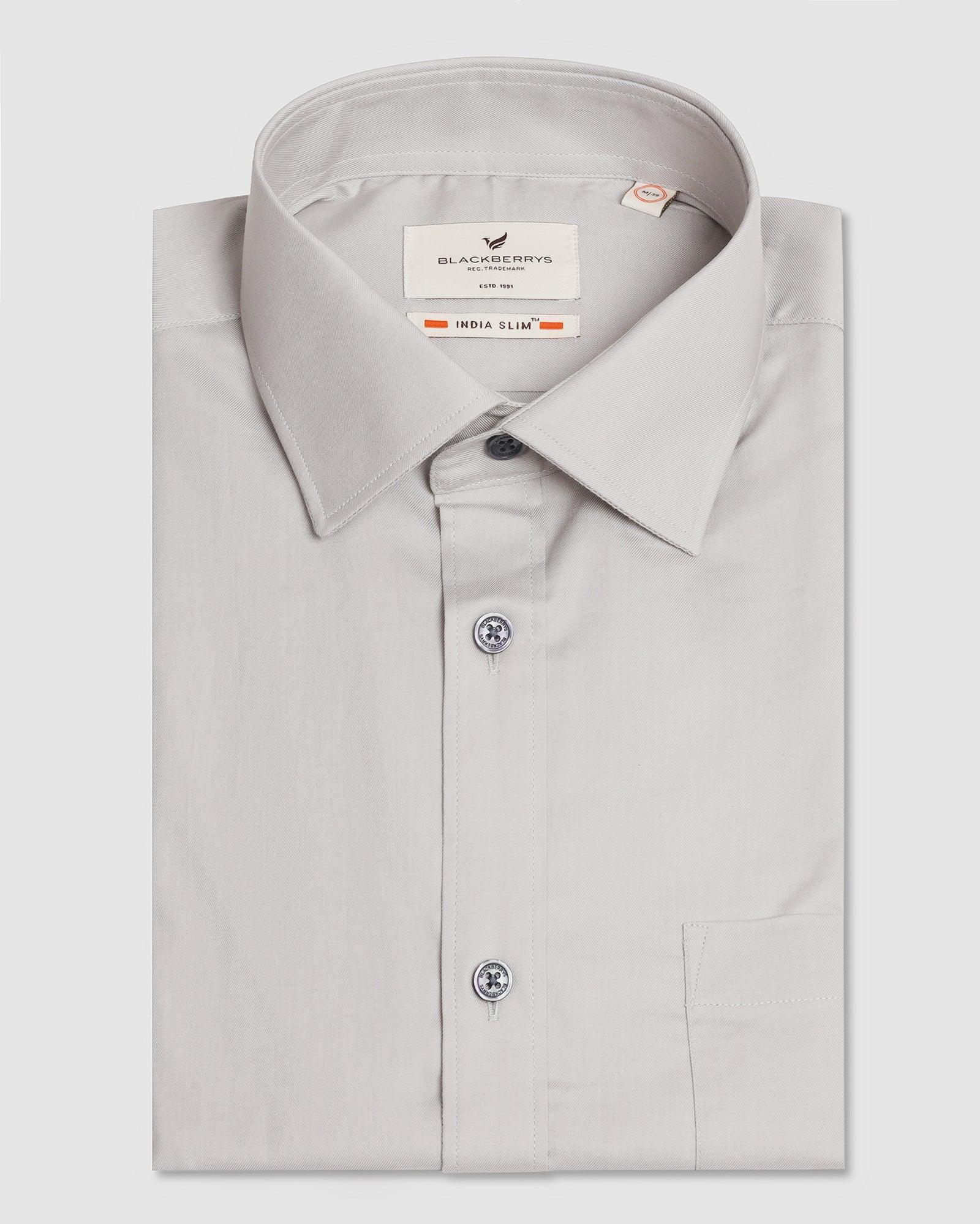 Formal Grey Solid Shirt - Retro - Blackberrys