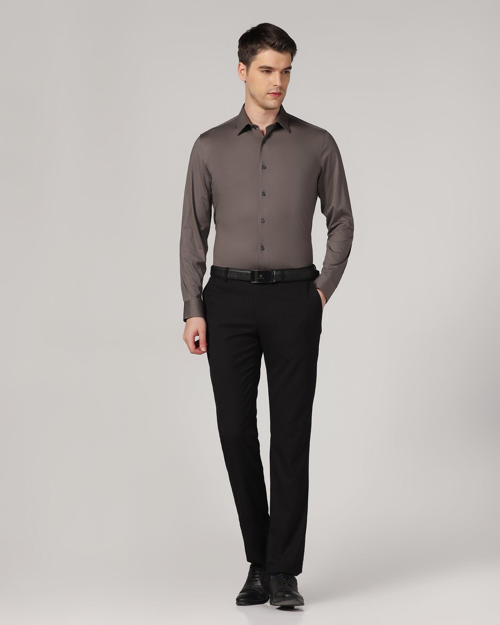 Formal Grey Solid Shirt - Sofk