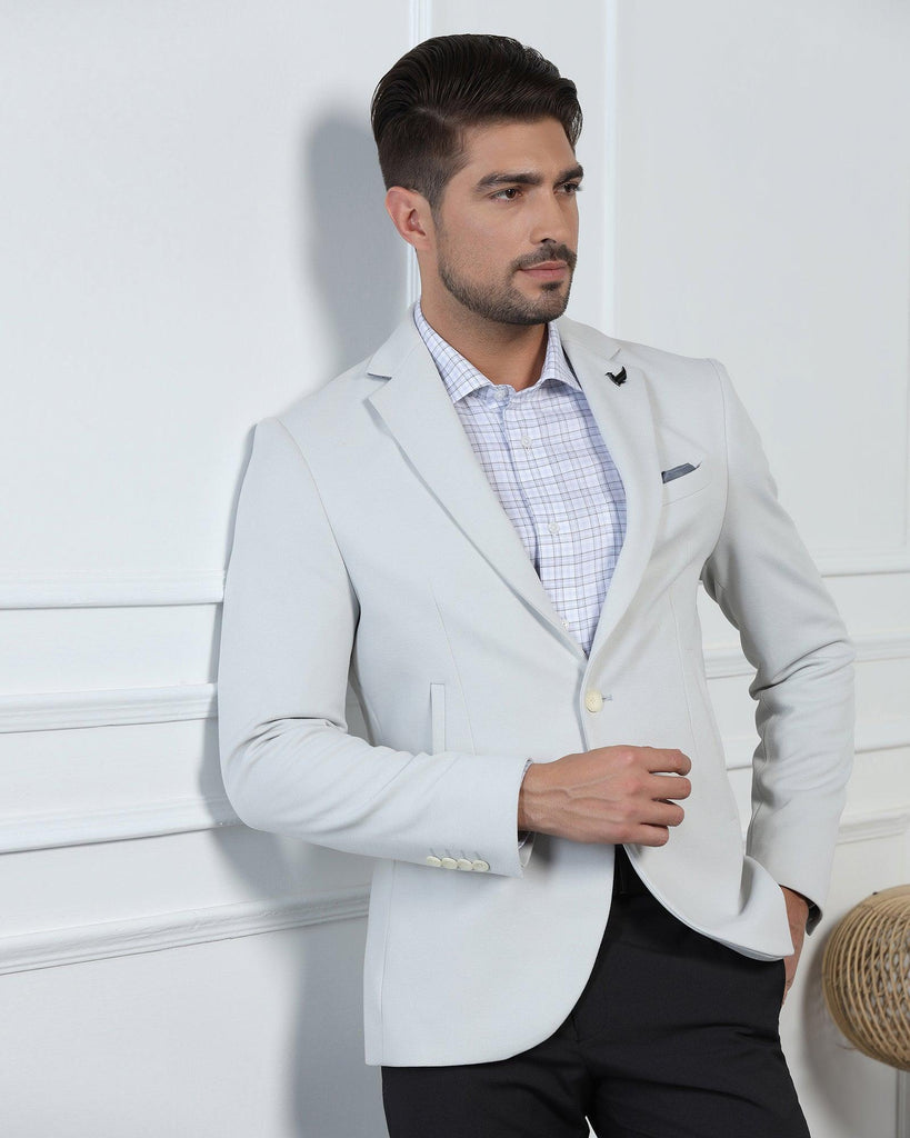 Formal Grey Textured Blazer - Elevate