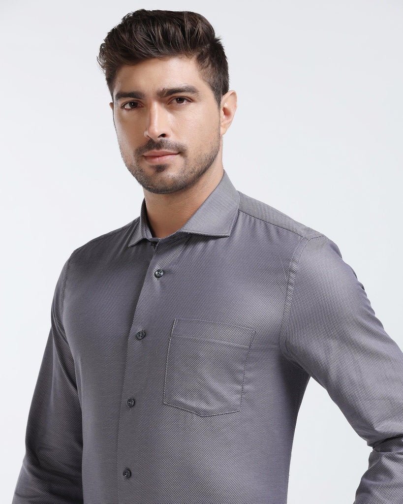 Formal Grey Textured Shirt - Cosmo