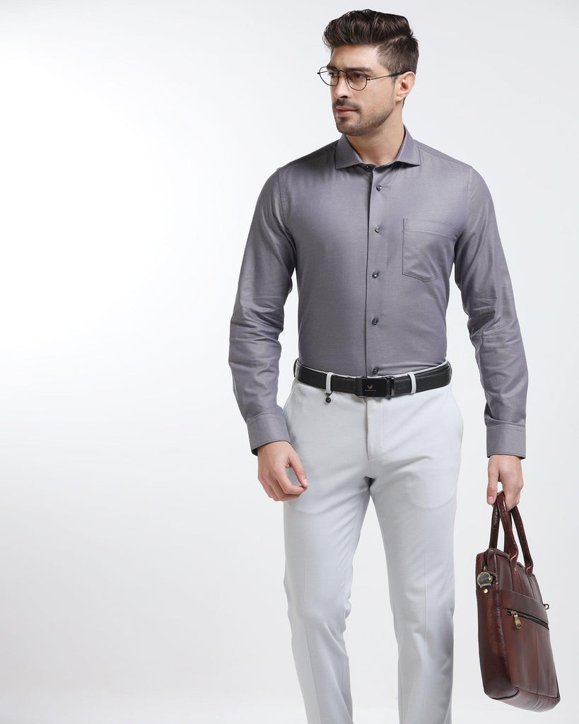 Formal Grey Textured Shirt - Cosmo