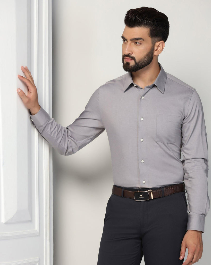 Formal Grey Textured Shirt - Robot