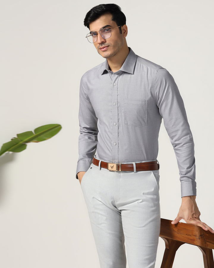 Formal Grey Textured Shirt - Zaiden