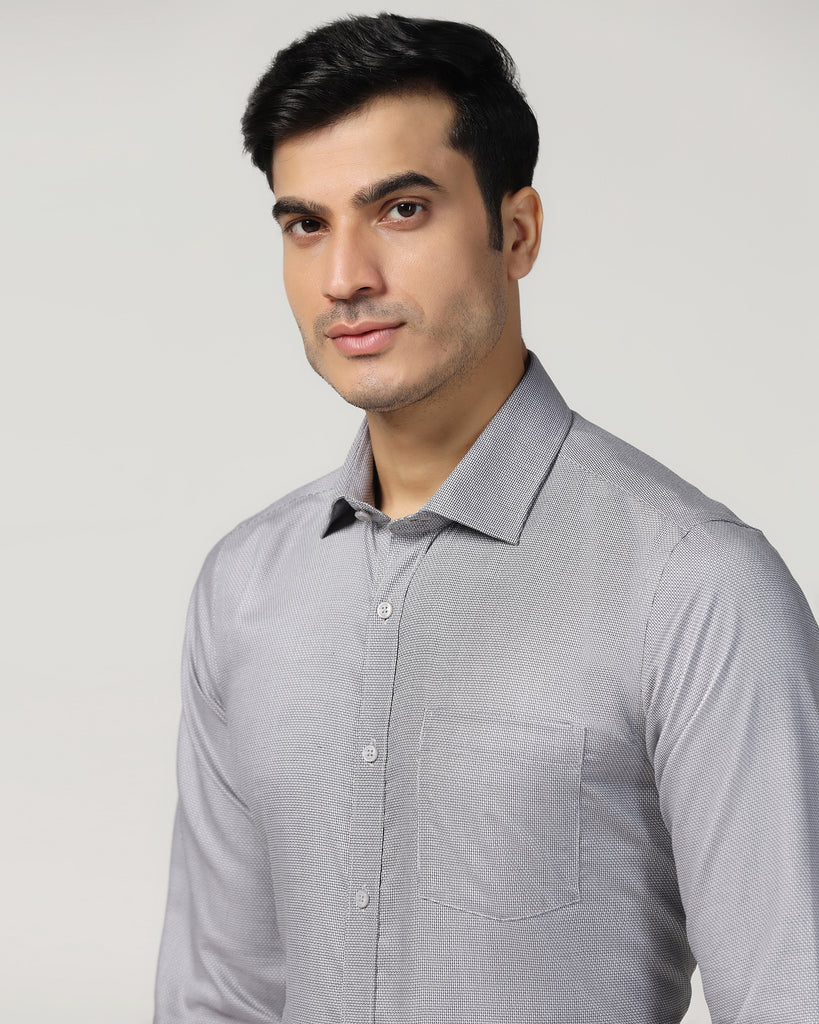 Formal Grey Textured Shirt - Zaiden