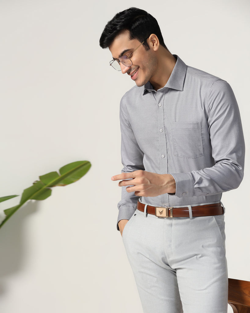 Formal Grey Textured Shirt - Zaiden