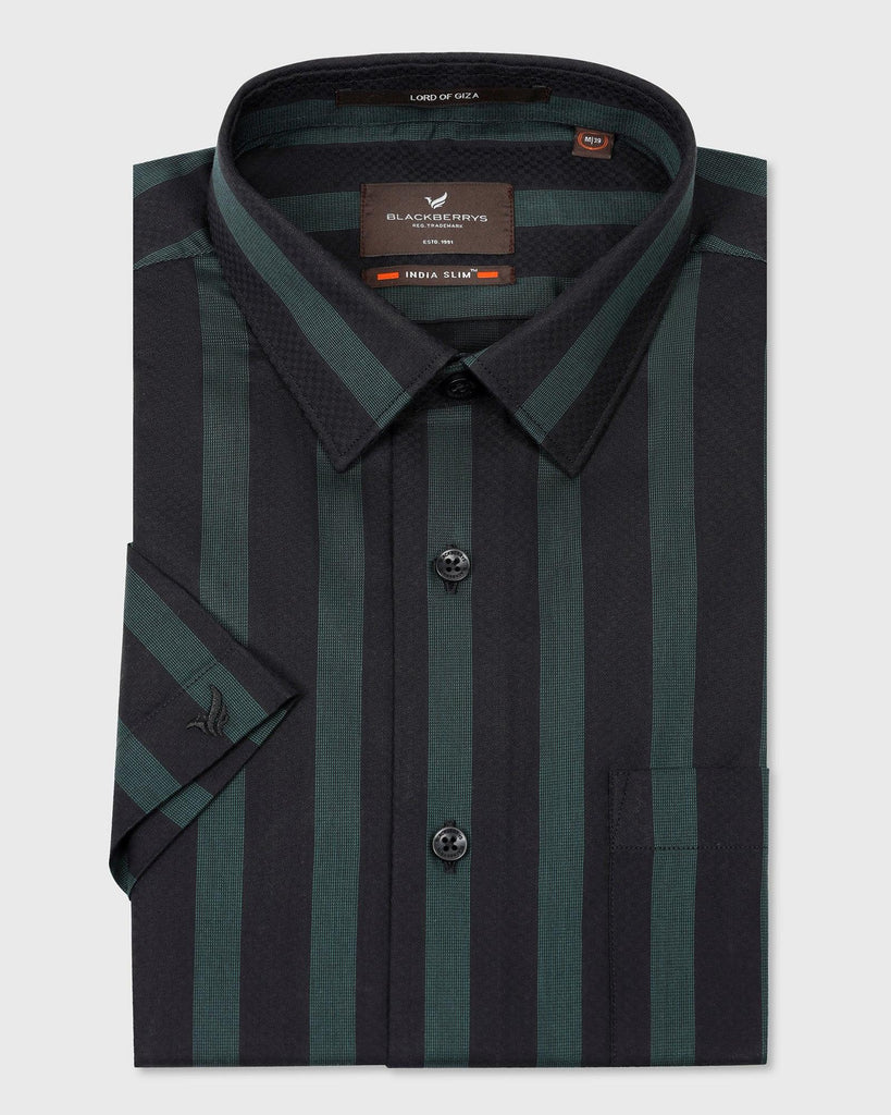 Formal Half Sleeve  Black Stripe Shirt - Regis