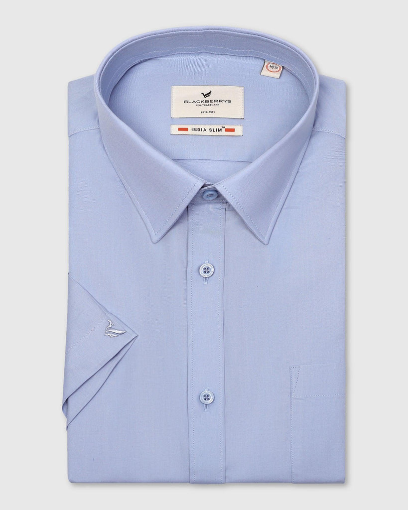 Formal Half Sleeve Blue Solid Shirt - Retro