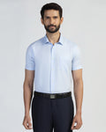 Formal Half Sleeve Blue Textured Shirt - Pace