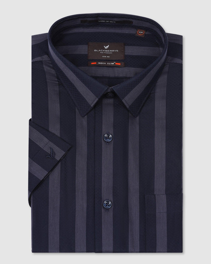 Formal Half Sleeve Navy Stripe Shirt - Regis