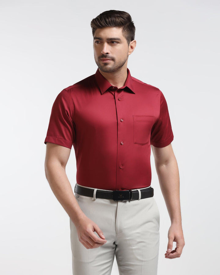 Formal Half Sleeve Red Solid Shirt - Ericsel