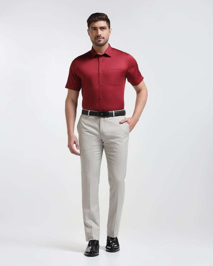 Formal Half Sleeve Red Solid Shirt - Ericsel