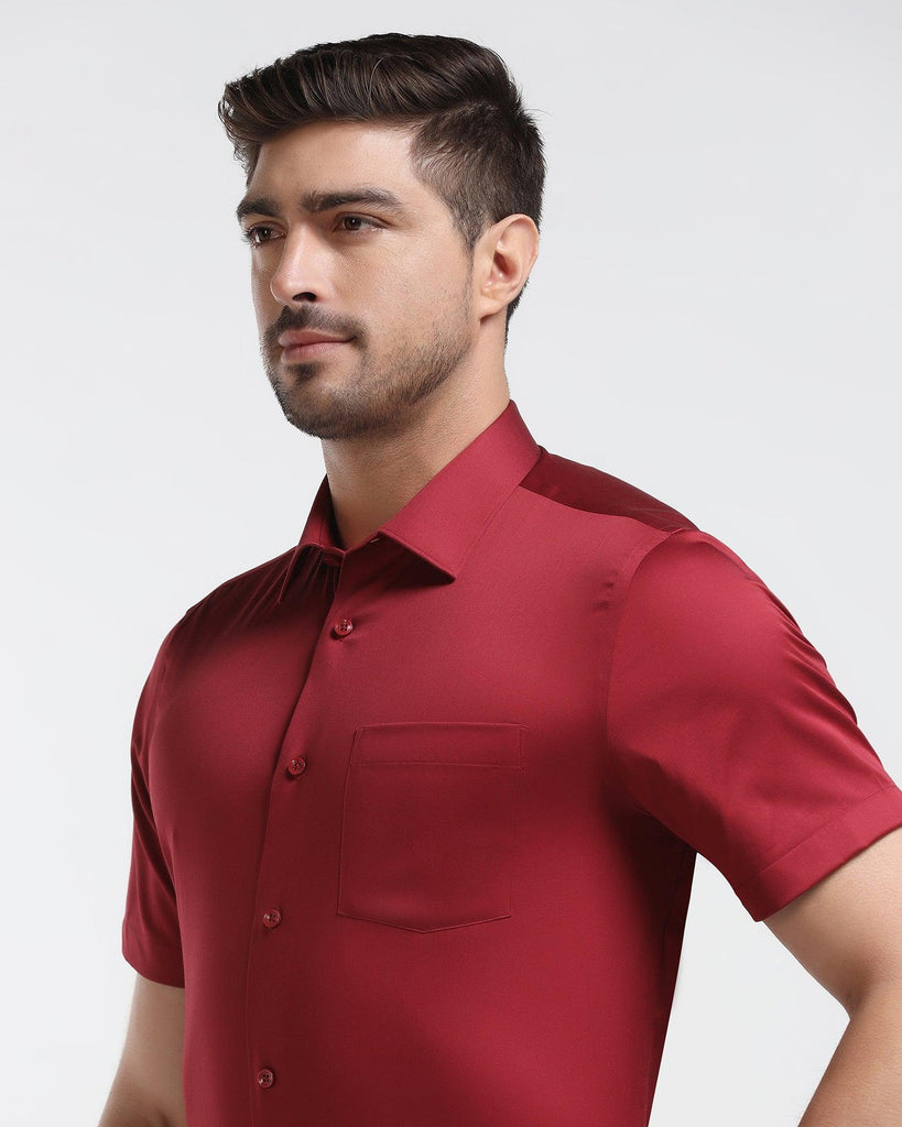 Formal Half Sleeve Red Solid Shirt - Ericsel