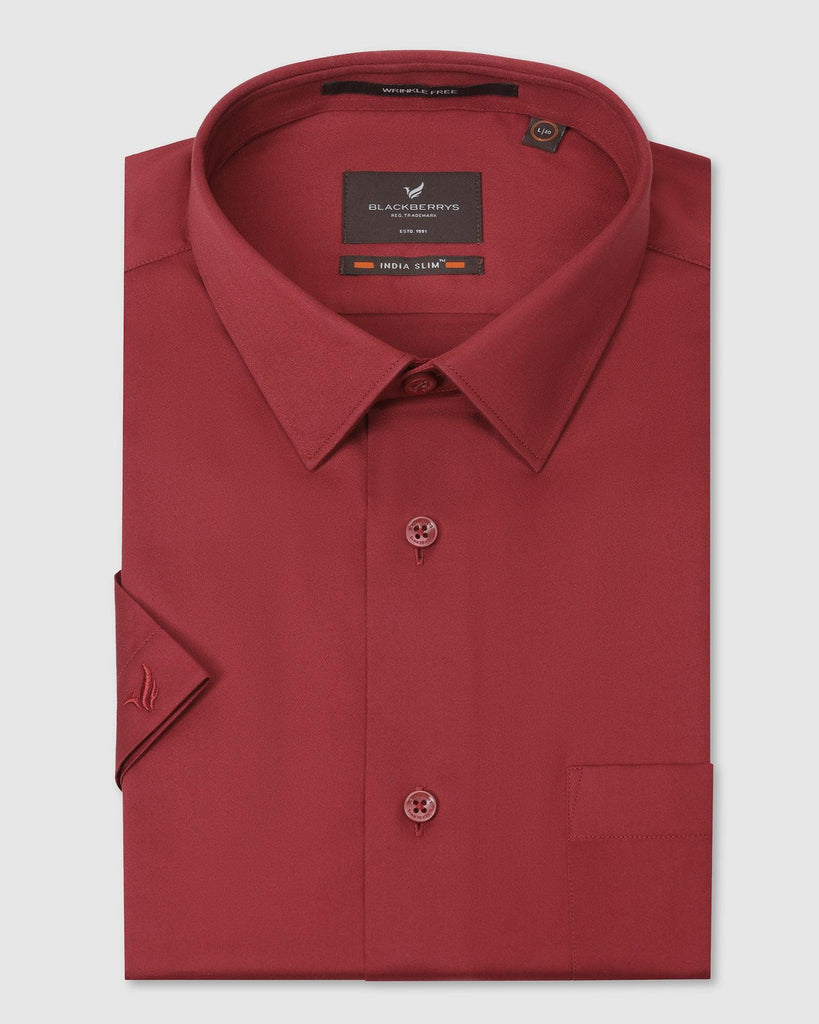 Formal Half Sleeve Red Solid Shirt - Ericsel