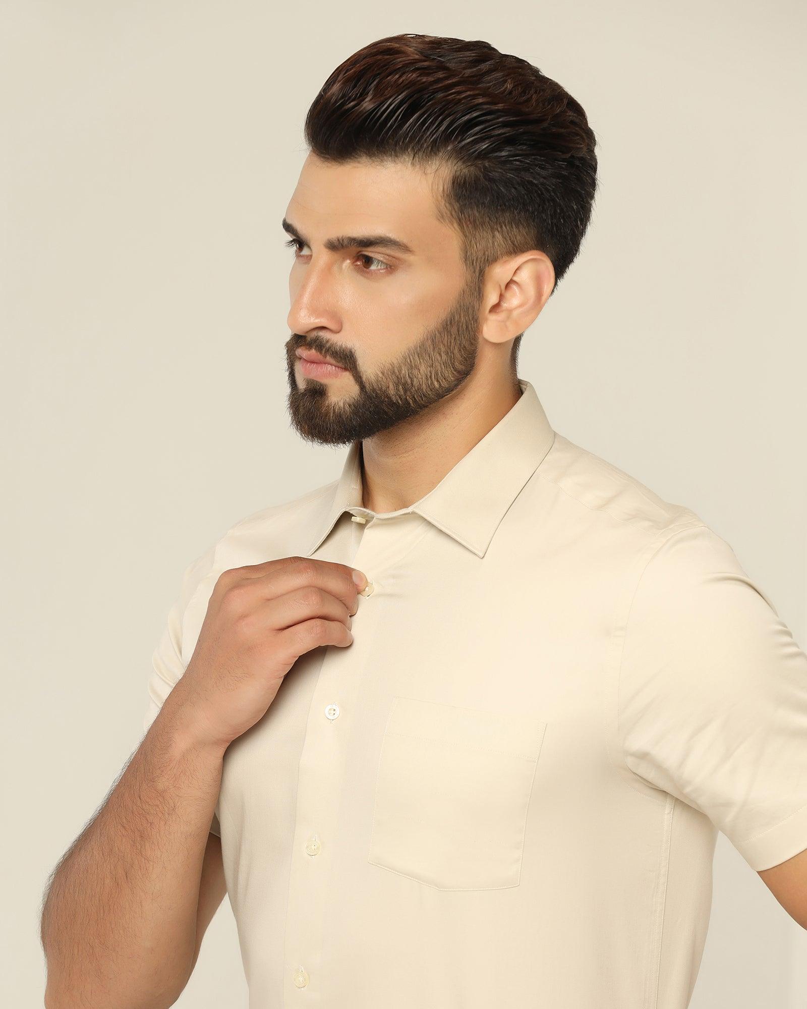 Formal Half Sleeve White Solid Shirt - Polly