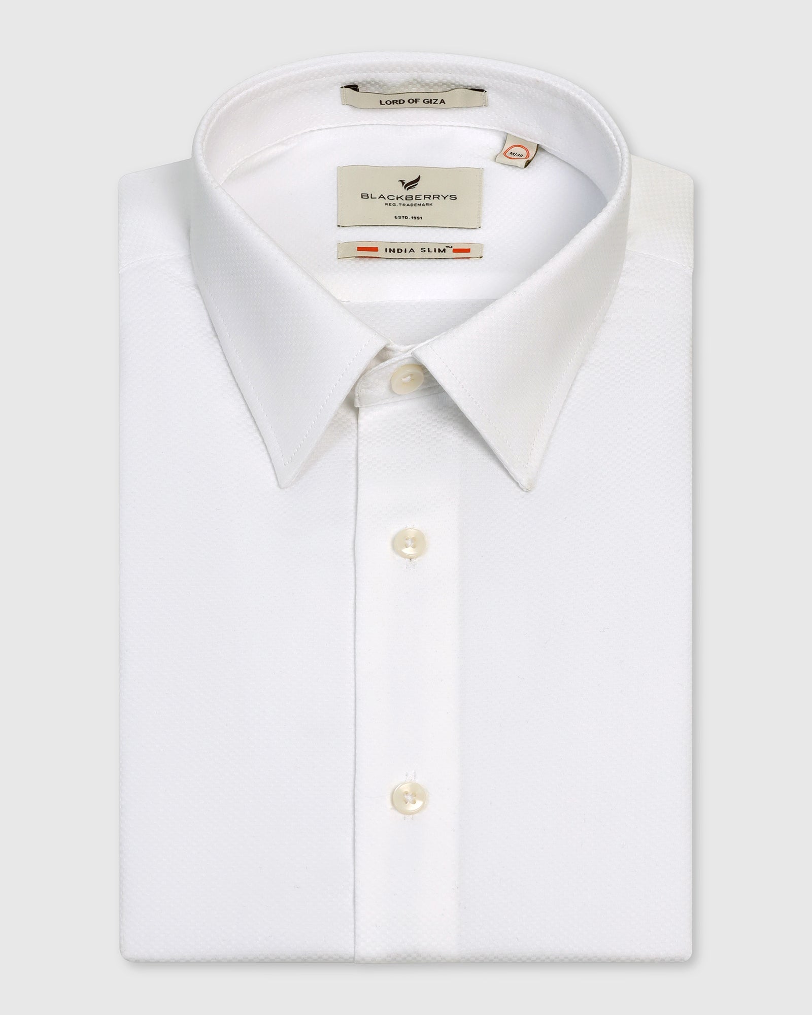 Formal Half Sleeve White Textured Shirt - Noir