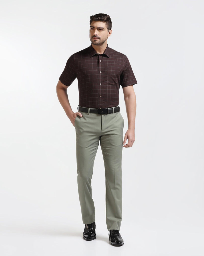 Formal Half Sleeve Wine Check Shirt - Rawn