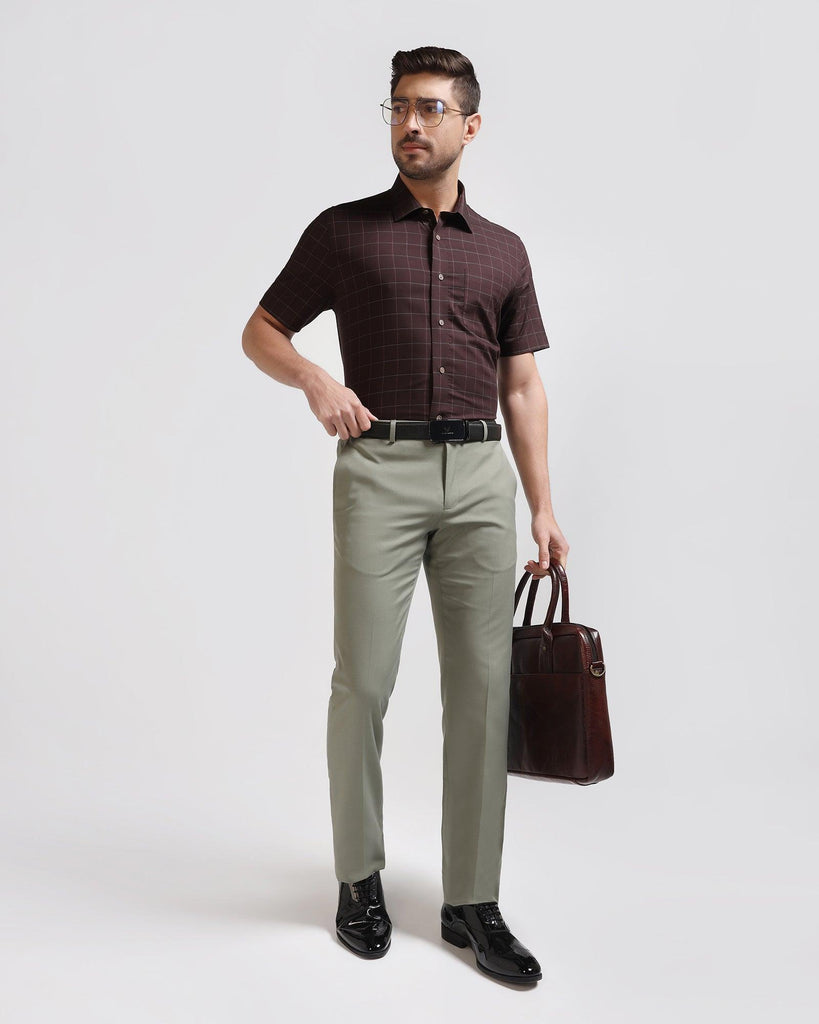 Formal Half Sleeve Wine Check Shirt - Rawn