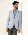 Formal Light Blue Textured Blazer - Blanc