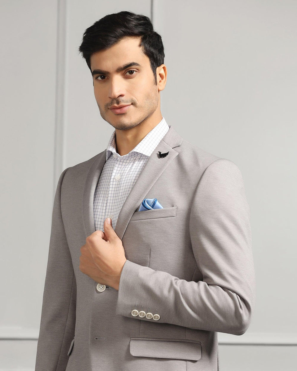 Buy Formal Light Grey Textured Blazer from Caleb Collection