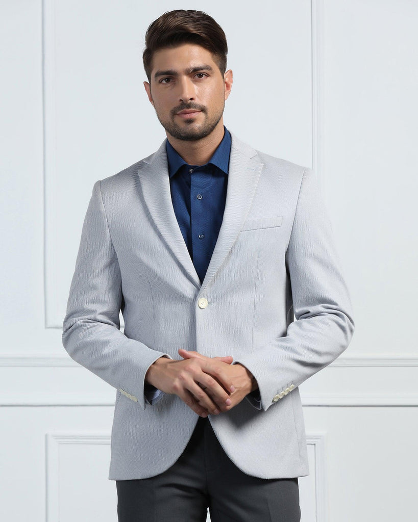 Formal Light Grey Textured Blazer - Venue