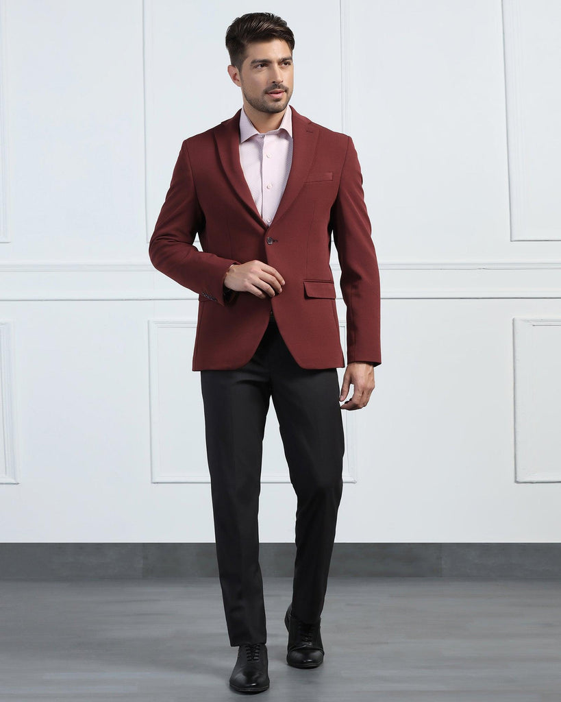 Formal Maroon Textured Blazer - Morris