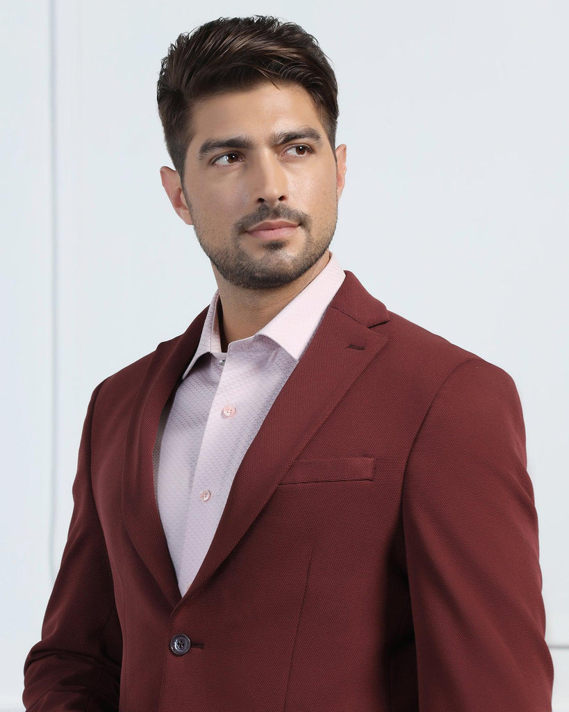 Formal Maroon Textured Blazer - Morris