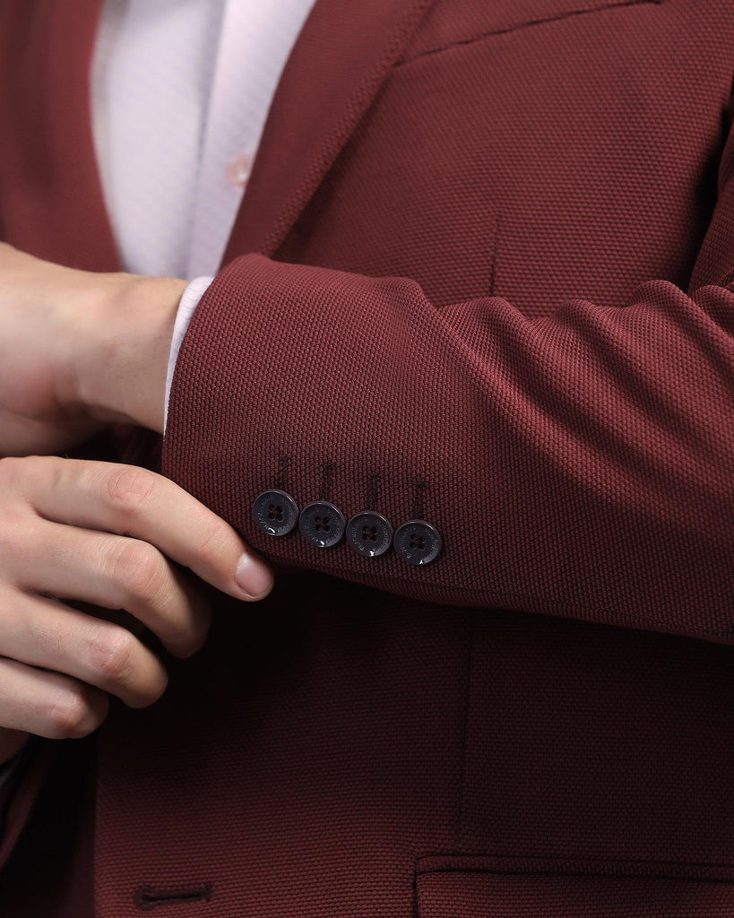 Formal Maroon Textured Blazer - Morris