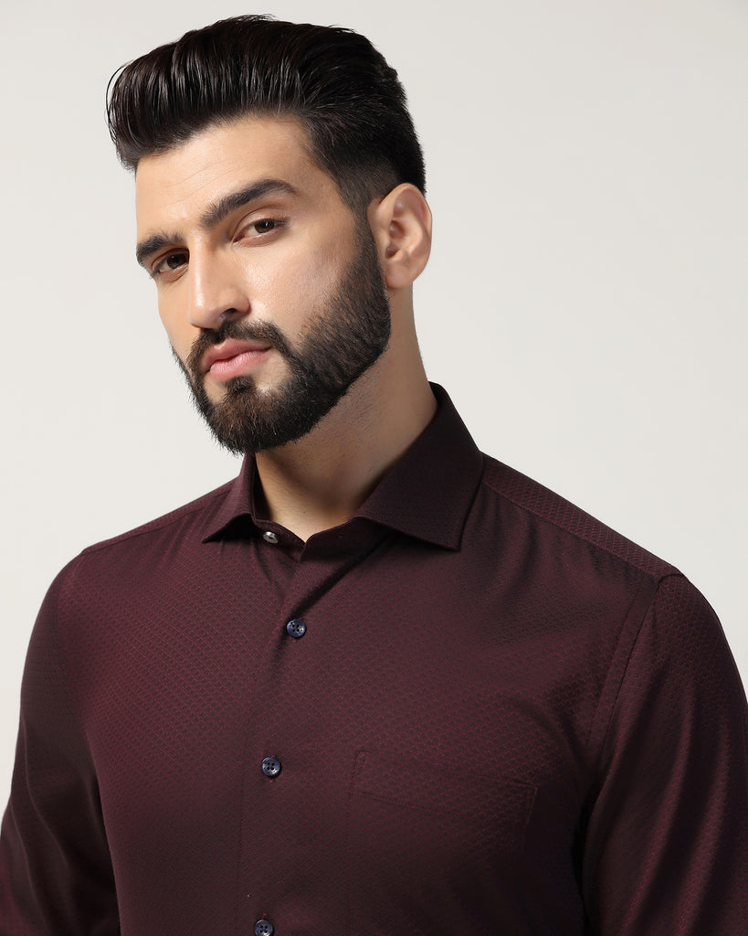 Formal Maroon Textured Shirt - Lucas