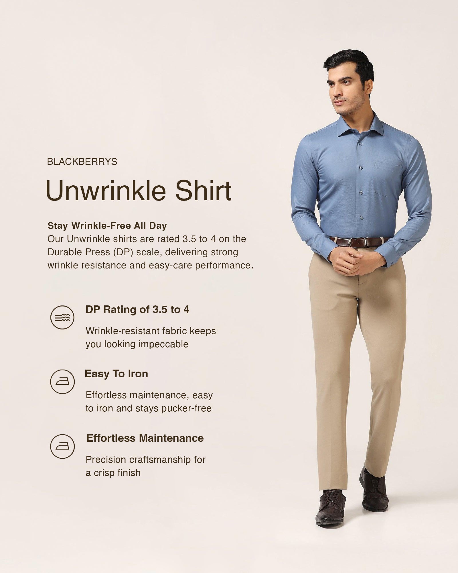 Non Iron Formal Mid Blue Textured Shirt - DOFP31
