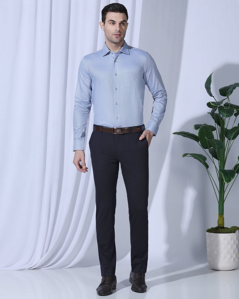 Formal Mid Blue Textured Shirt - Quent