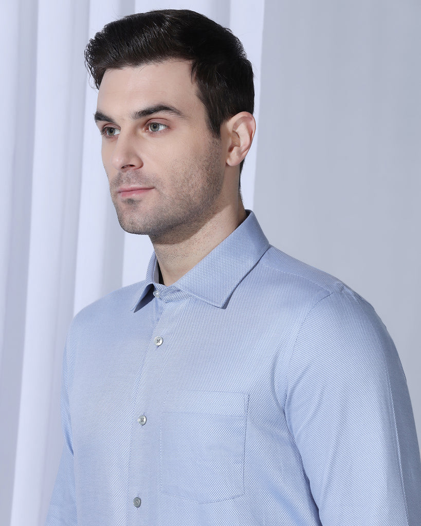 Formal Mid Blue Textured Shirt - Quent