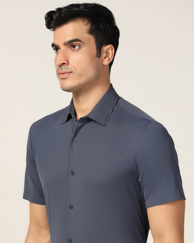 TechPro Formal Half Sleeve Midnight Blue Solid Shirt - Alfie