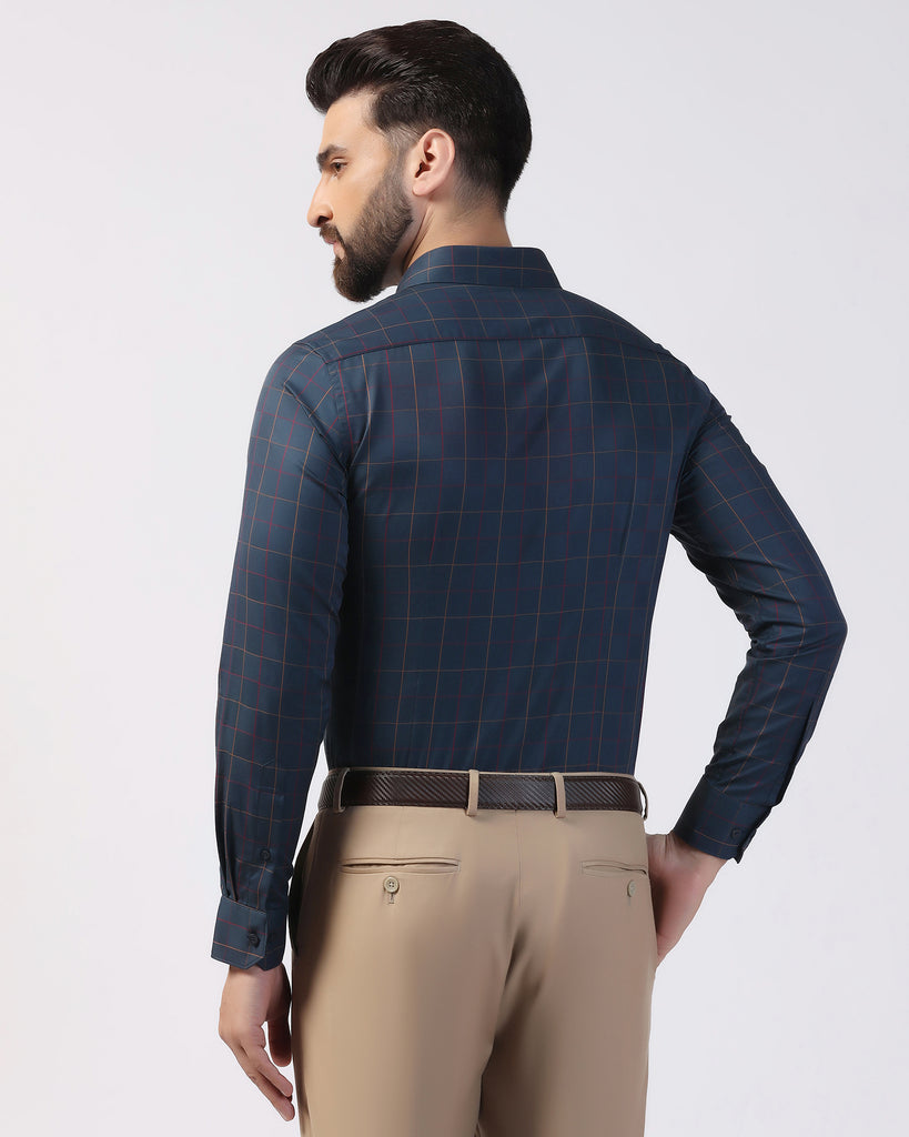 Non Iron Formal Navy Check Shirt - Boston