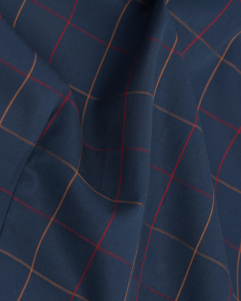 Non Iron Formal Navy Check Shirt - Boston