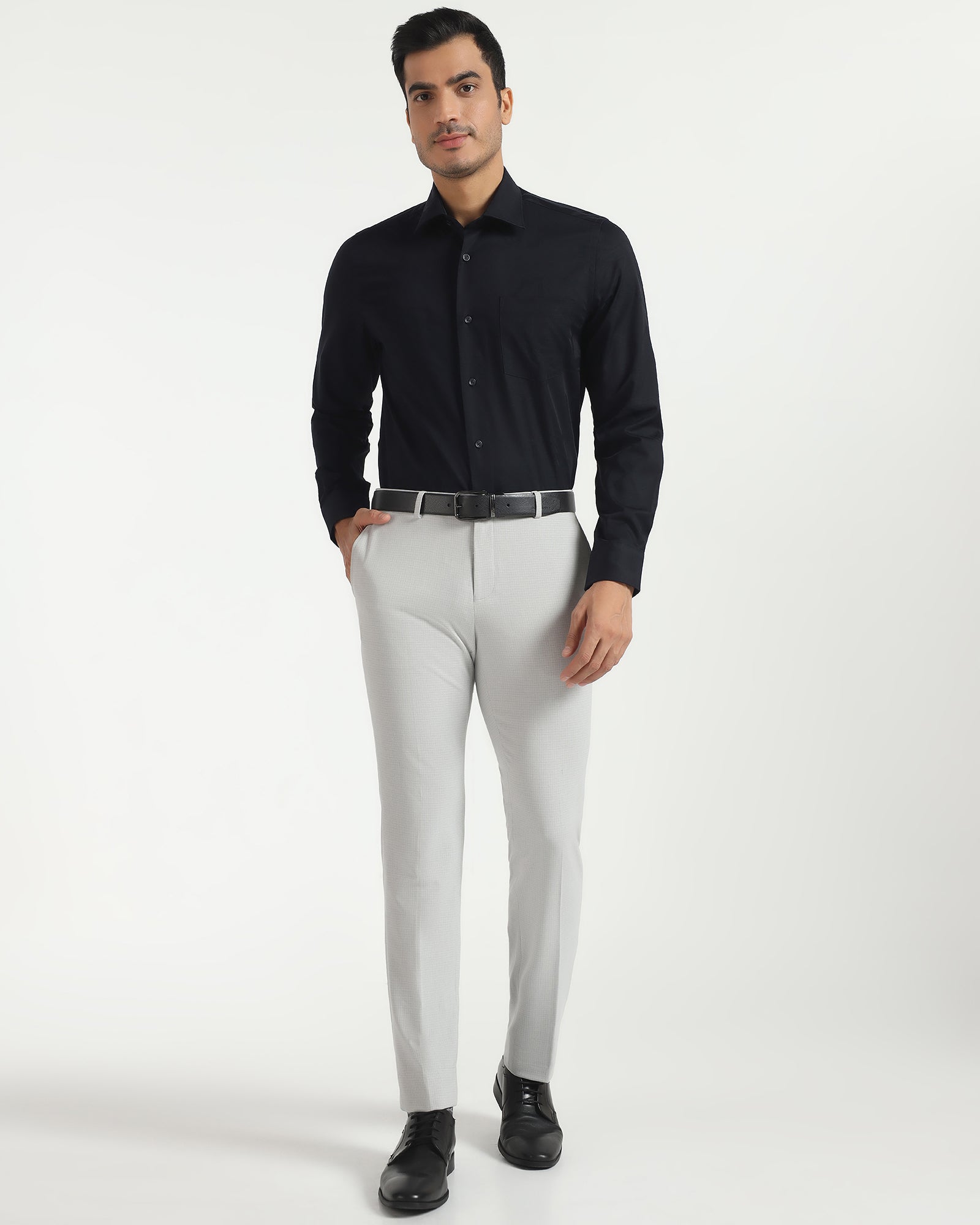 Formal Navy Jacquard Shirt - Rowan