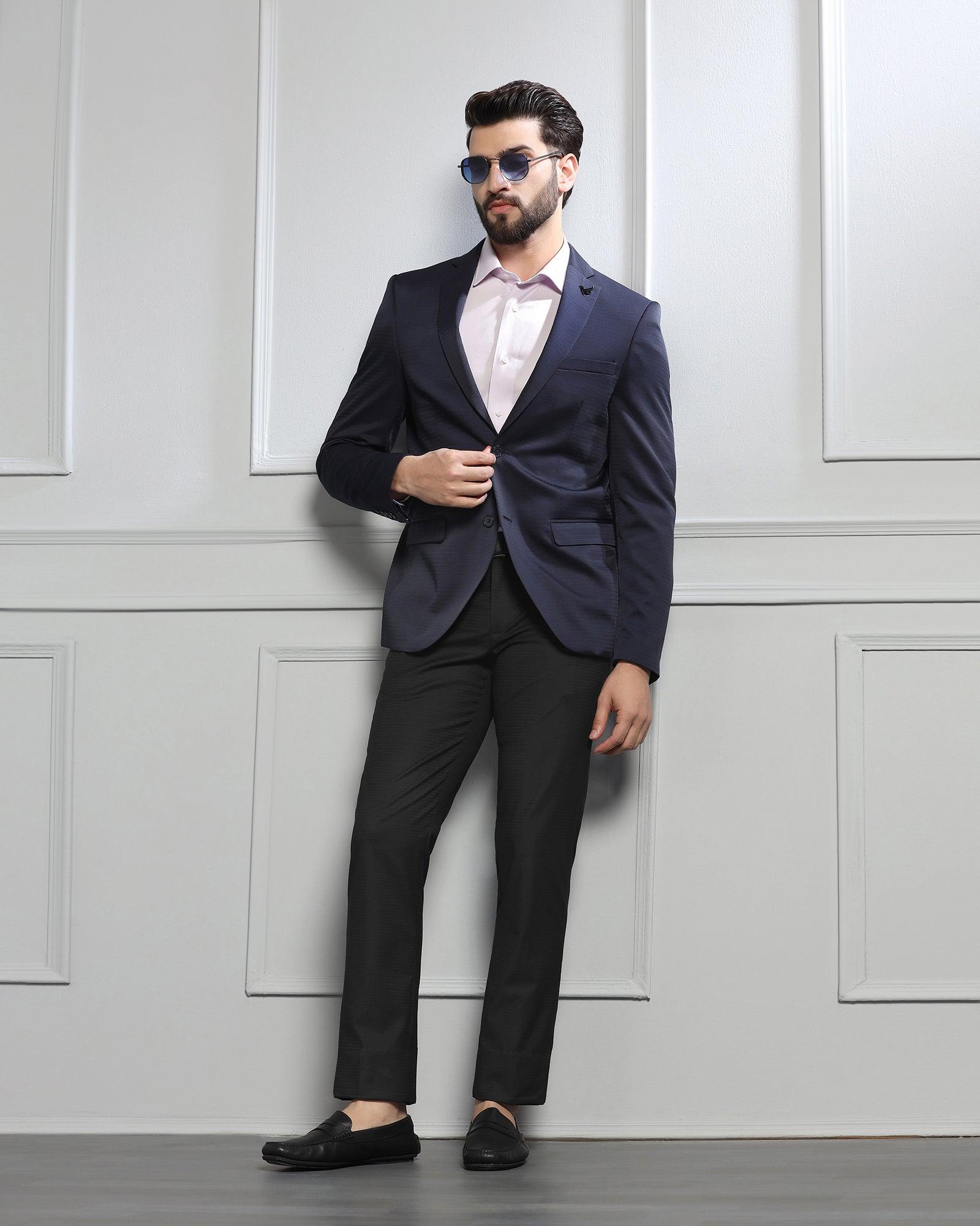 Formal Navy Solid Blazer - Darnet - Blackberrys