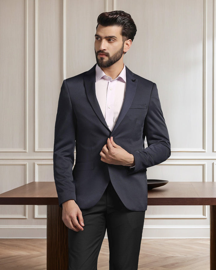 Formal Navy Solid Blazer - Darnet