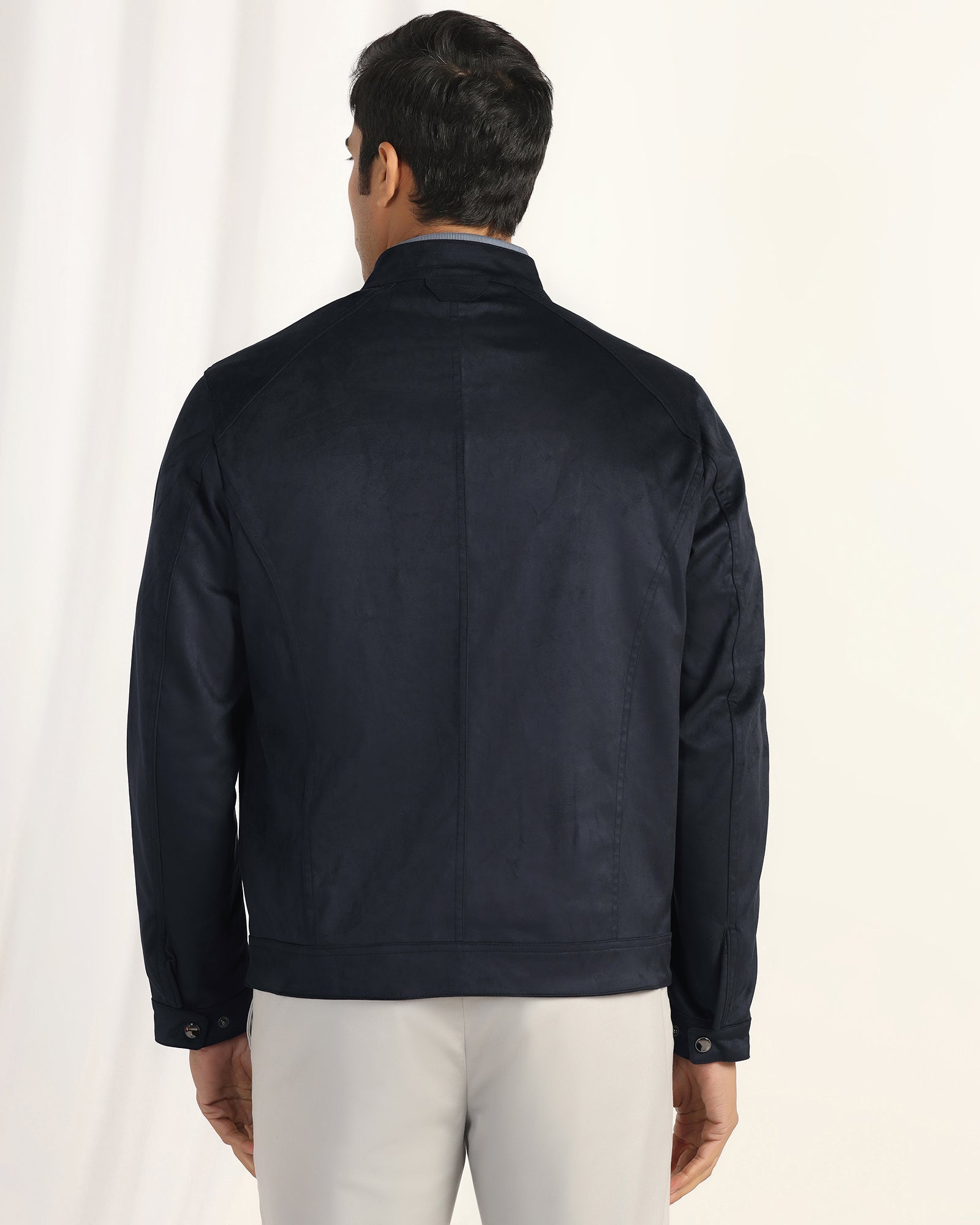 Formal Navy Solid Zipper Jacket - Gosling